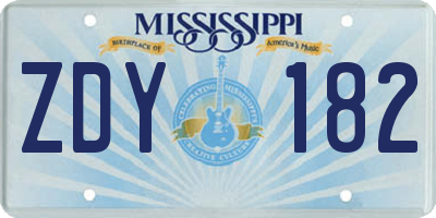 MS license plate ZDY182
