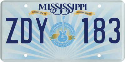 MS license plate ZDY183