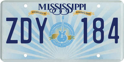 MS license plate ZDY184