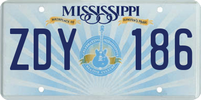 MS license plate ZDY186