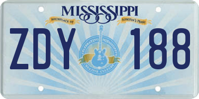 MS license plate ZDY188
