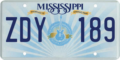 MS license plate ZDY189