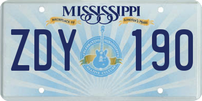 MS license plate ZDY190