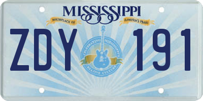MS license plate ZDY191