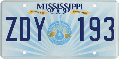MS license plate ZDY193