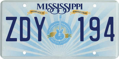 MS license plate ZDY194