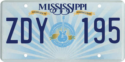 MS license plate ZDY195