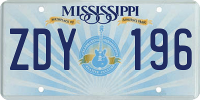MS license plate ZDY196