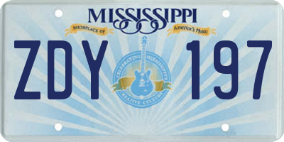 MS license plate ZDY197