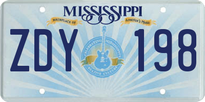 MS license plate ZDY198
