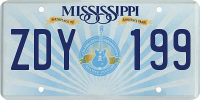 MS license plate ZDY199