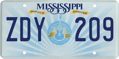 MS license plate ZDY209