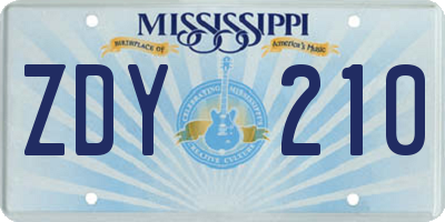 MS license plate ZDY210