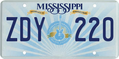 MS license plate ZDY220