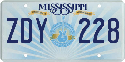 MS license plate ZDY228