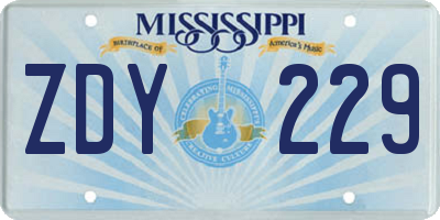 MS license plate ZDY229