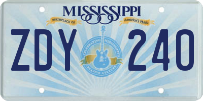 MS license plate ZDY240