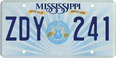 MS license plate ZDY241