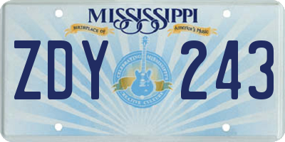 MS license plate ZDY243