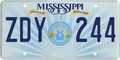 MS license plate ZDY244