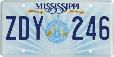 MS license plate ZDY246