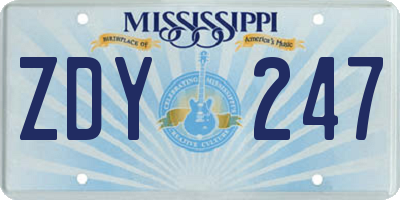 MS license plate ZDY247