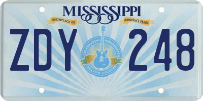 MS license plate ZDY248