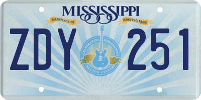MS license plate ZDY251