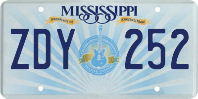 MS license plate ZDY252