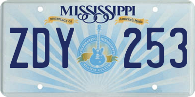 MS license plate ZDY253