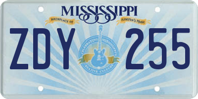 MS license plate ZDY255