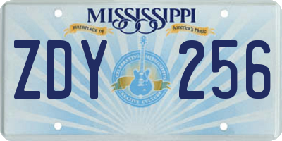MS license plate ZDY256