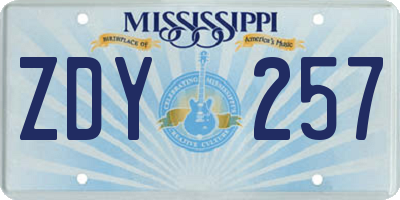 MS license plate ZDY257