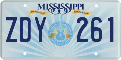 MS license plate ZDY261