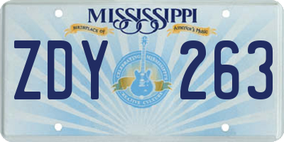 MS license plate ZDY263