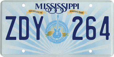 MS license plate ZDY264