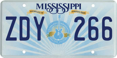 MS license plate ZDY266