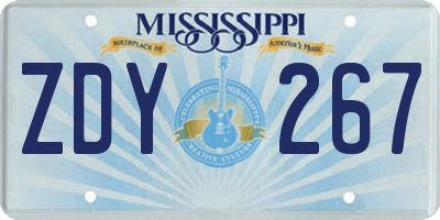 MS license plate ZDY267