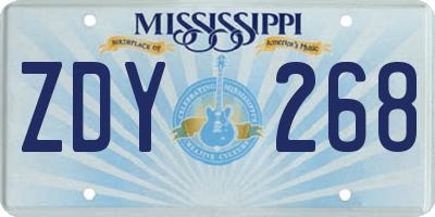 MS license plate ZDY268