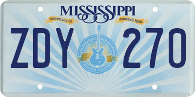 MS license plate ZDY270