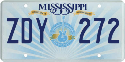 MS license plate ZDY272