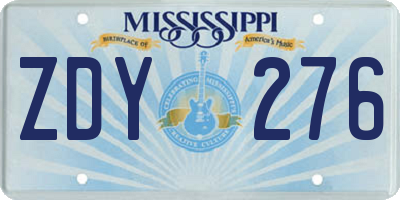 MS license plate ZDY276