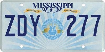 MS license plate ZDY277
