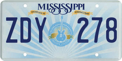 MS license plate ZDY278