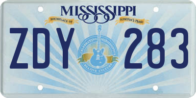 MS license plate ZDY283
