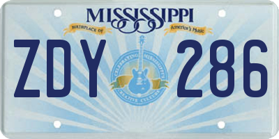 MS license plate ZDY286