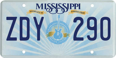 MS license plate ZDY290