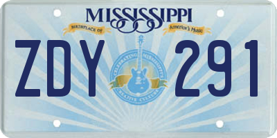 MS license plate ZDY291