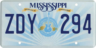MS license plate ZDY294