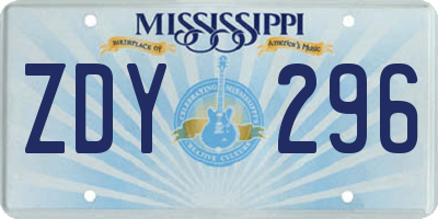MS license plate ZDY296